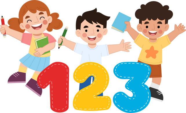 Illustration of children with 123 numbers