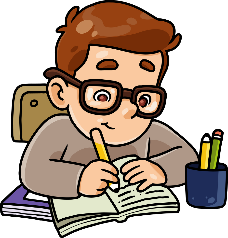 Studying Boy Illustration